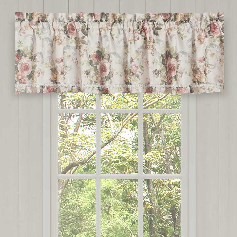 Cantonnière florale sur mesure l 72 po en rose / blanc / vert