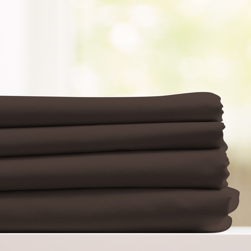 Luxury Hotel Microfiber Sheet Set, Brown, King Sheet Set + Fitted Sheet + 2 Pillowcases