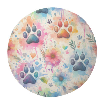Splashed Paws & Paint Braided Rug