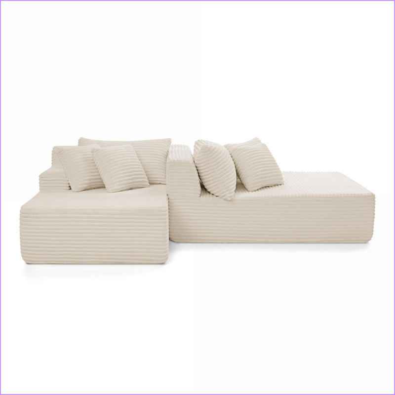 Canapés, fauteuil paresseux moderne en velours beige 2 places, sans assemblage comprimé pour le salon / la chambre à coucher | Beige | Mousse
