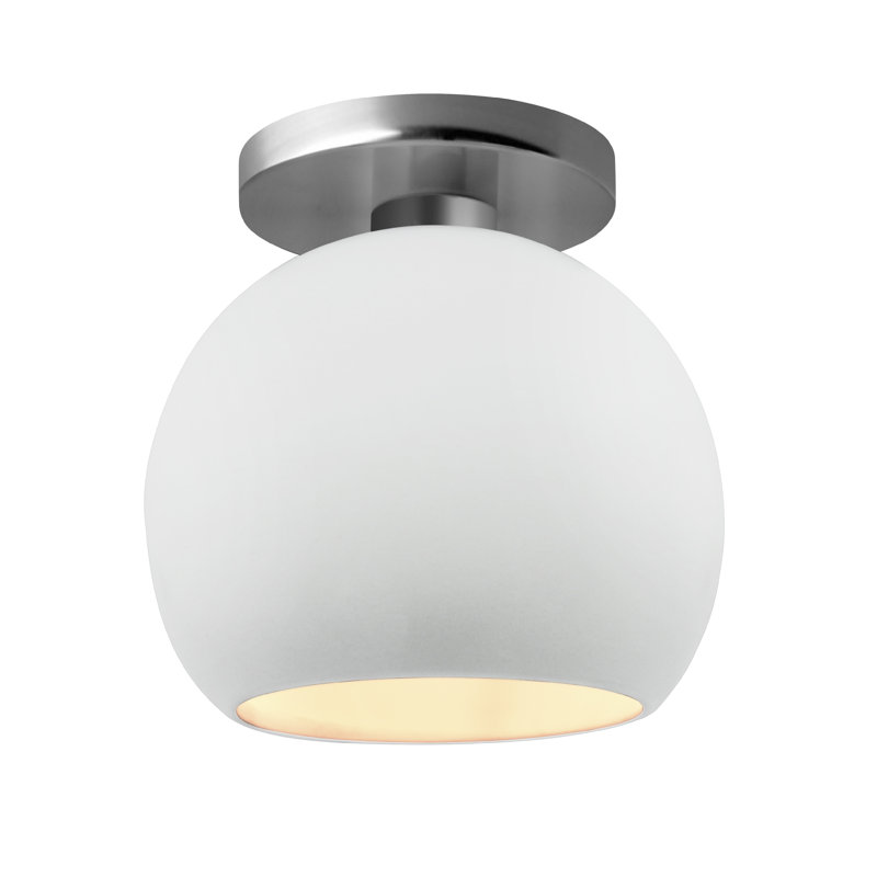 Plafonnier semi-encastré Radiance, H 9 po x l 10 po x P 10 po, Nickel brossé, Blanc brillant / blanc brillant