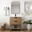Meuble-lavabo de 30 po avec 2 tiroirs, structure autoportante, poignée en métal, meuble-lavabo à tiroir contemporain en contreplaqué de type contemporain, 30 po, à fermeture douce, chatoyant moderne