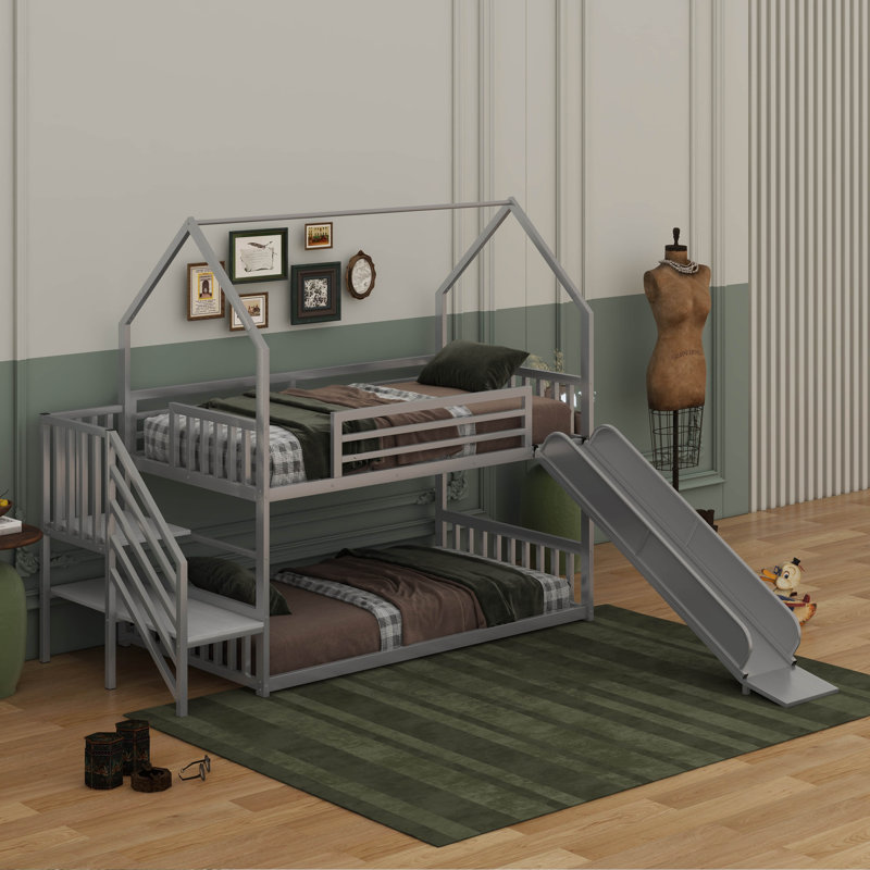 Abbigal Kids Twin Bunk Bed, Silver