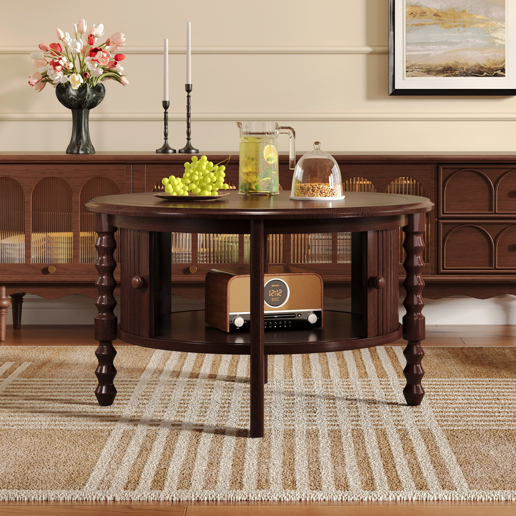 Retro Round Coffee Table Apartment Decor