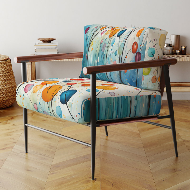 Chaise d'appoint rembourrée Teal Mid Century Retro Reflections, Noir