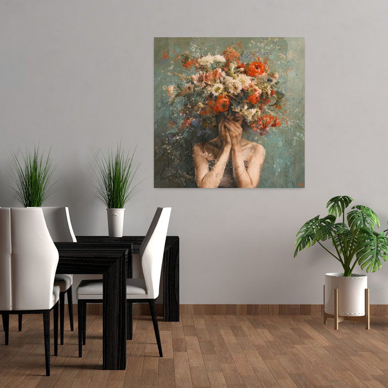 Art floral contemporain, H 36 po x l 36 po