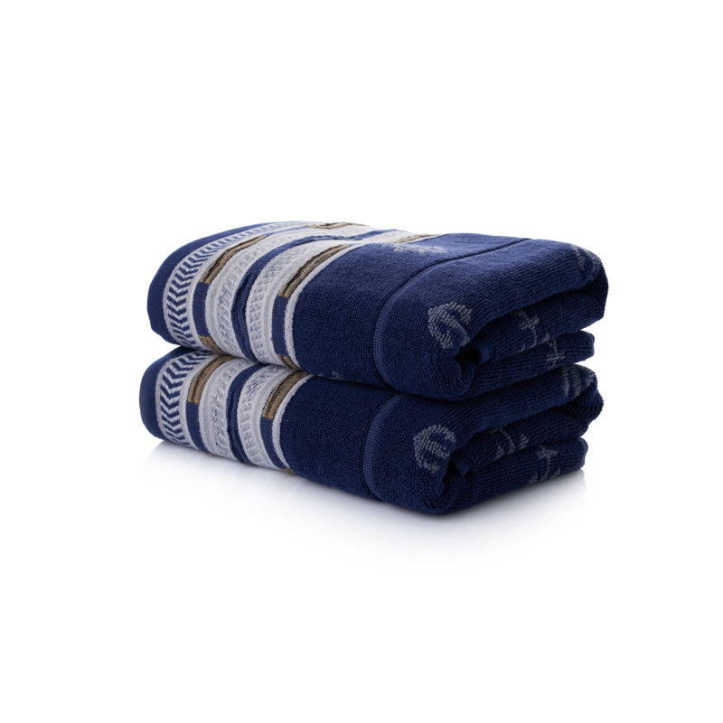 Ensemble de serviettes de bain de qualité supérieure (2 pièces), bleu foncé, 29,5 x 59,1 pouces | 100% coton, jacquard, 17,6 oz / verge carrée | Lavable à la machine à 104 ° F | Doux, absorbant et luxueux pour un confort de spa à la maison