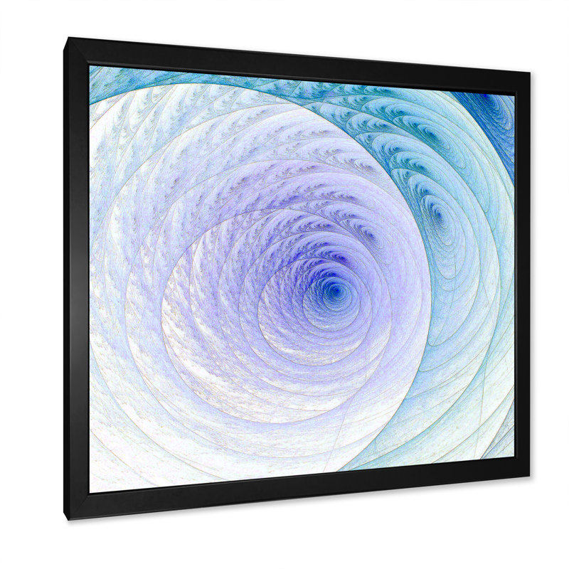 Fractale bleue et mauve - impression sur toile encadrée, Cadre noir, H 16 po x l 16 po x P 1 po