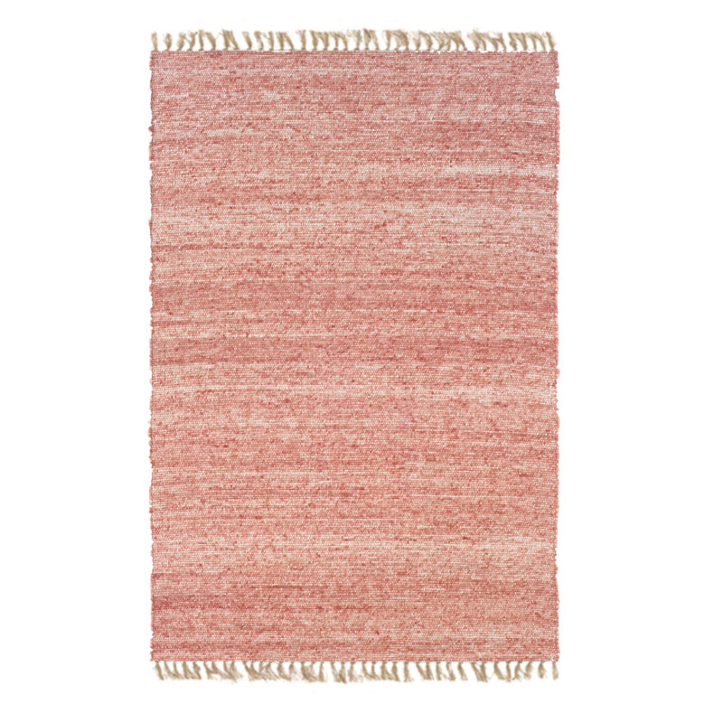 Tapis réversible en laine naturelle et rouge avec base en jute et bordure en jute Brogan, 7 pi 10 po x 10 pi 4 po