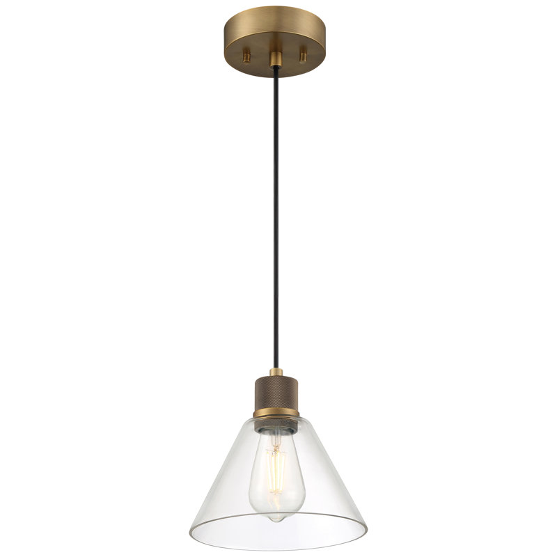 Abdulkhalid LED Pendant - Clear Glass - Replaceable LED, Antique Brushed Brass
