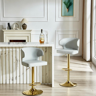 Ensemble de 2 chaises de bar modernes rotatives et réglables, dossier pivotant, convenant au comptoir de la cuisine et à la salle à manger