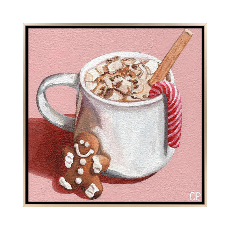 Festive Hot Choc - reproduction d'art murale - toile encadrée, H 18 po x l 18 po, Cadre flottant sans passe-partout