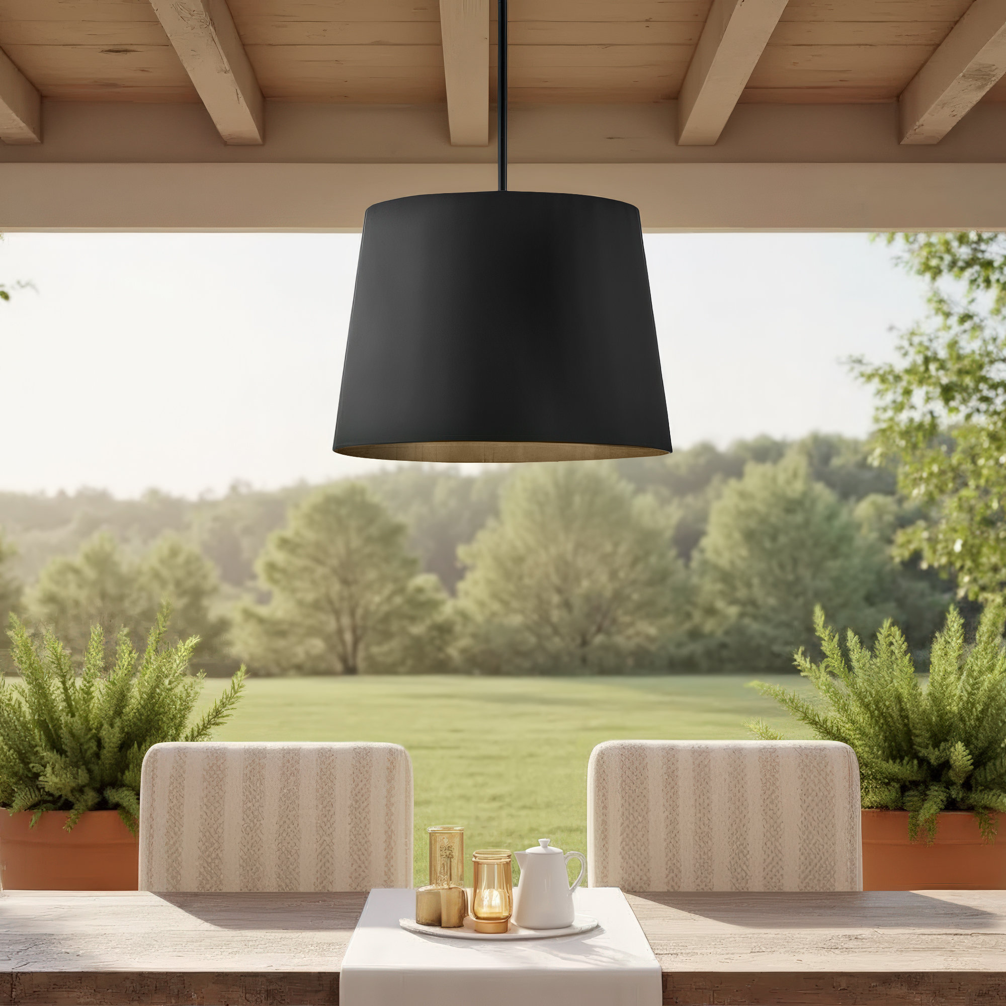 Outdoor Metal Pendant, Black