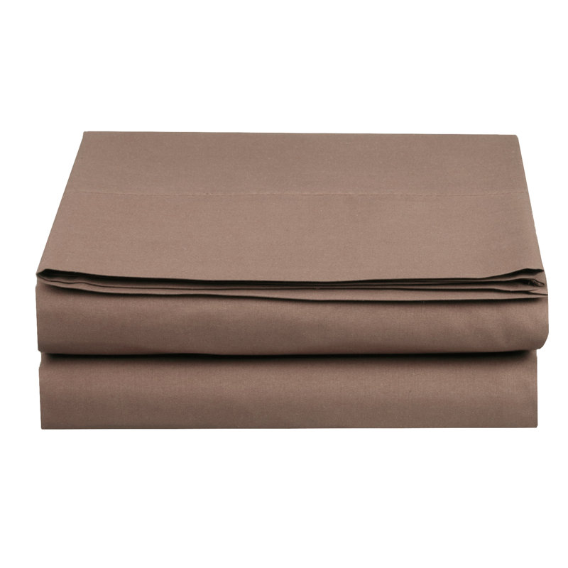 Drap plat à densité de tissage 1500 fils, Taupe, Drap plat de taille double