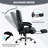 Massage Office Chair With Heat And 6 Vibration Points,Executive Office Chair With Foot Rest And Padded Armrests,Reclining Backrest And Wheels