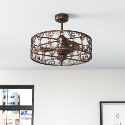 Nyberg 28 Inch Antique Bronze Crystal Ceiling Fan With Remote