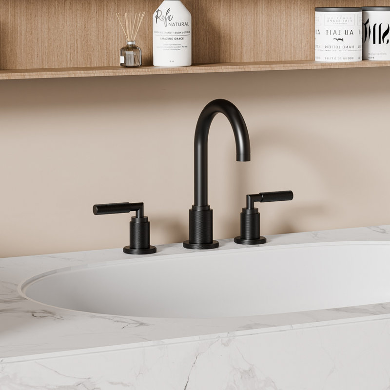 Widespread 2-handle Bathroom Faucet with Drain Assembly, Lever Handle, Matte Black