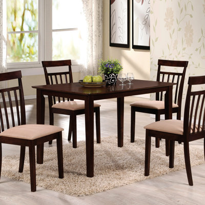 de table rembourrée de couleur bicolore et de chaise beige - 30,5 pouces de hauteur et 5 coussins d'assise confortables de la collection agrégée avec dossier à lattes ventilées et 4 sièges en tissu rectangulaire