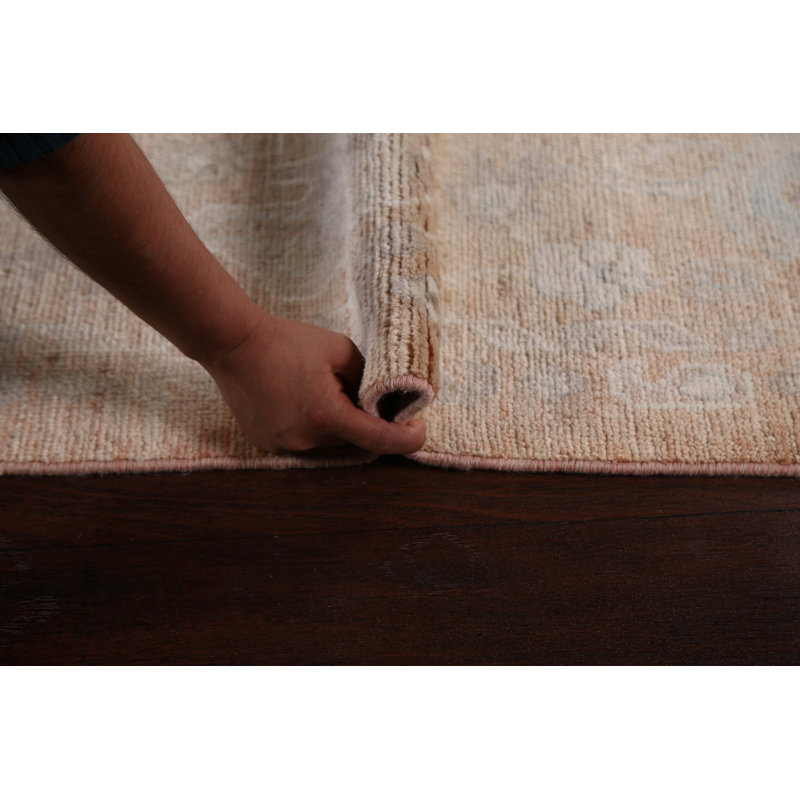 Tapis turc Oushak à motif végétal noué à la main 9 x 12