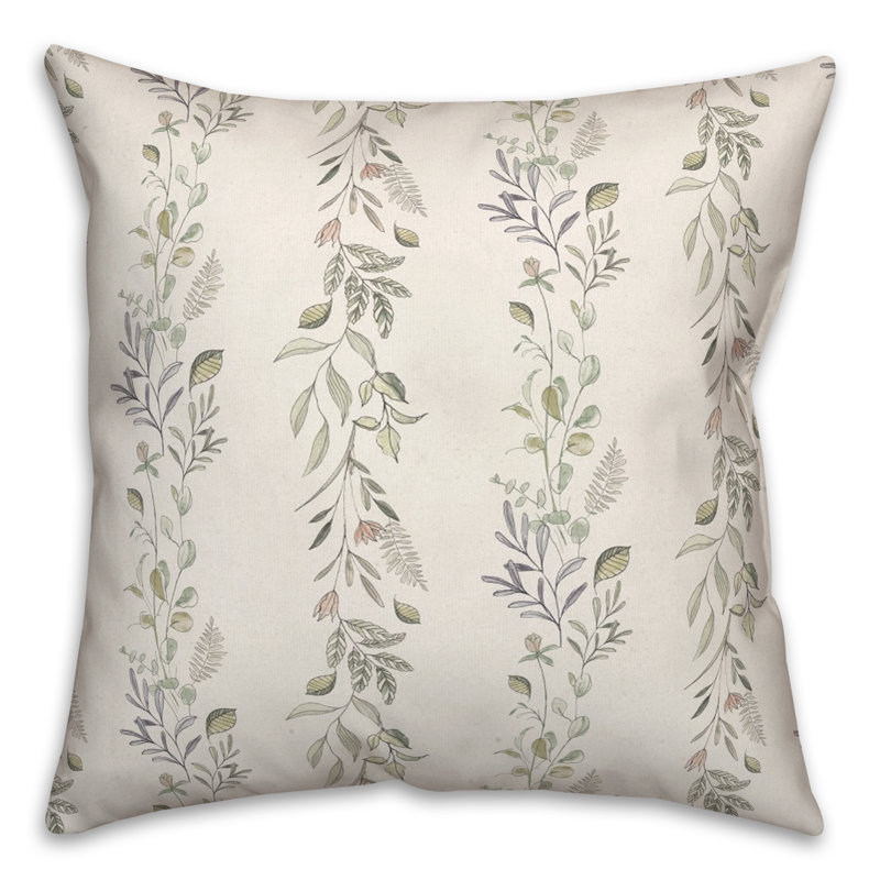 Floral Outdoor Reversible Throw Pillow, Cream