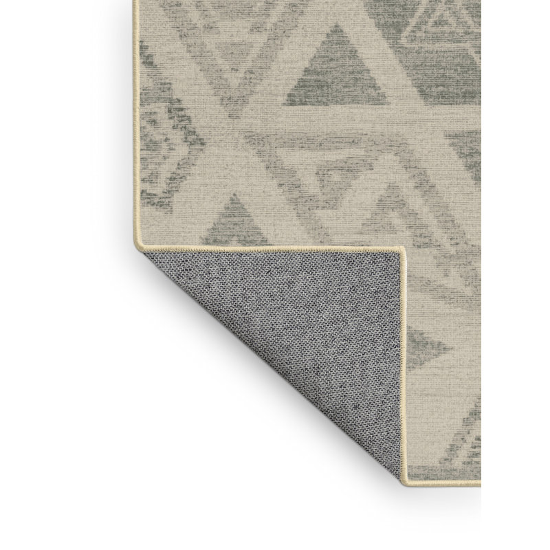 Machine Washable Highbridge Hanukkah Modern & Contemporary Abstract Rug in Beige – Yellow Binding, 2x5