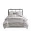 Ensemble d'édredon surdimensionné en jacquard de coton 6 pièces blanc / très grand gris-133593516