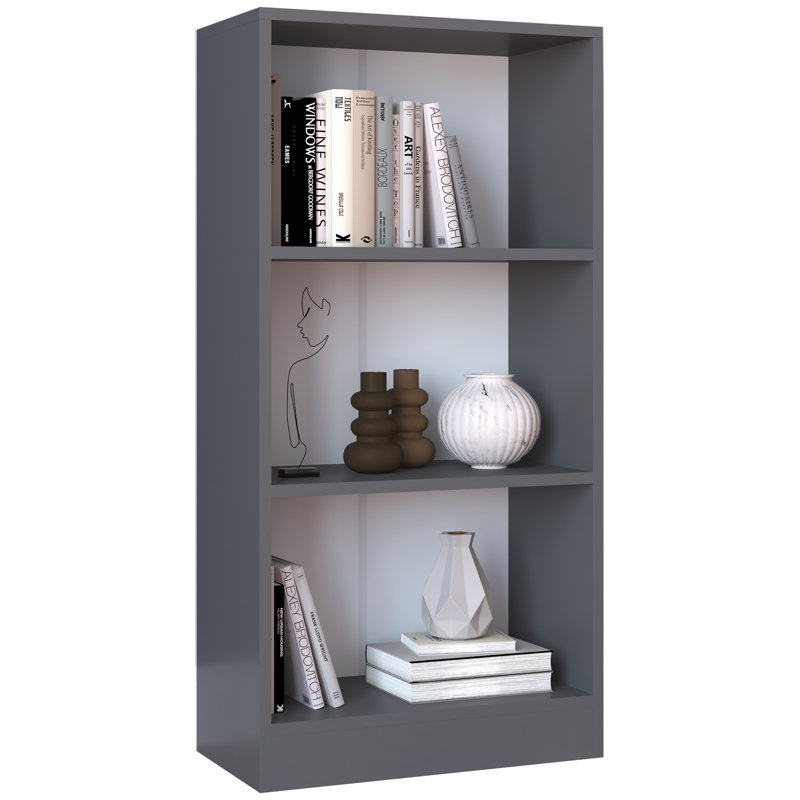 Athylene 114cm H Standard Bookcase, Anthracite, 114cm H x 56cm W x 30cm D