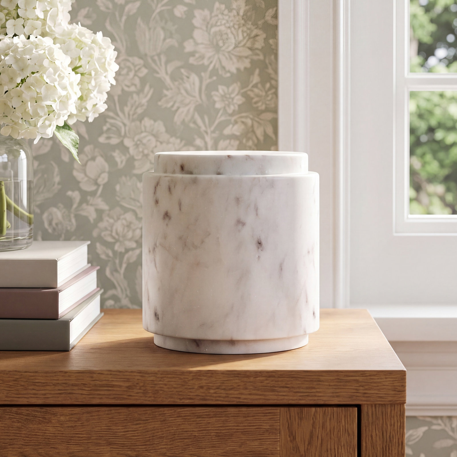 Marble Jar, 5" H x 4.8" W x 4.8" D