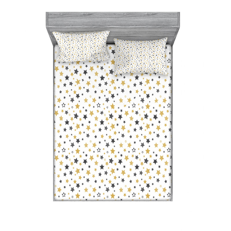Microfiber Floral Sheet Set, Queen Sheet Set with Fitted Sheet, Star Cosmos Galaxy Geometric