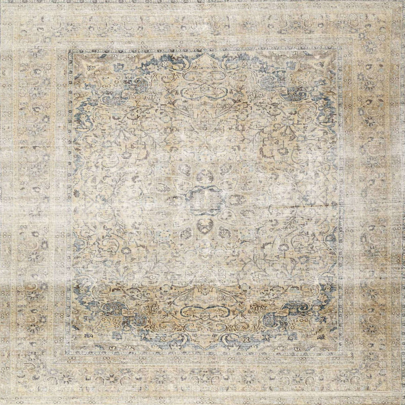 Tapis oriental beige / noir Mackie, Carré 5 pi