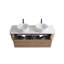Meuble-lavabo de 60 po avec lavabo Erba, support mural en chêne blanc avec porte-serviettes gratuit, conception de deux lavabos en céramique de Carrare blanc, sans drain et robinet, pré-assemblé-133259156