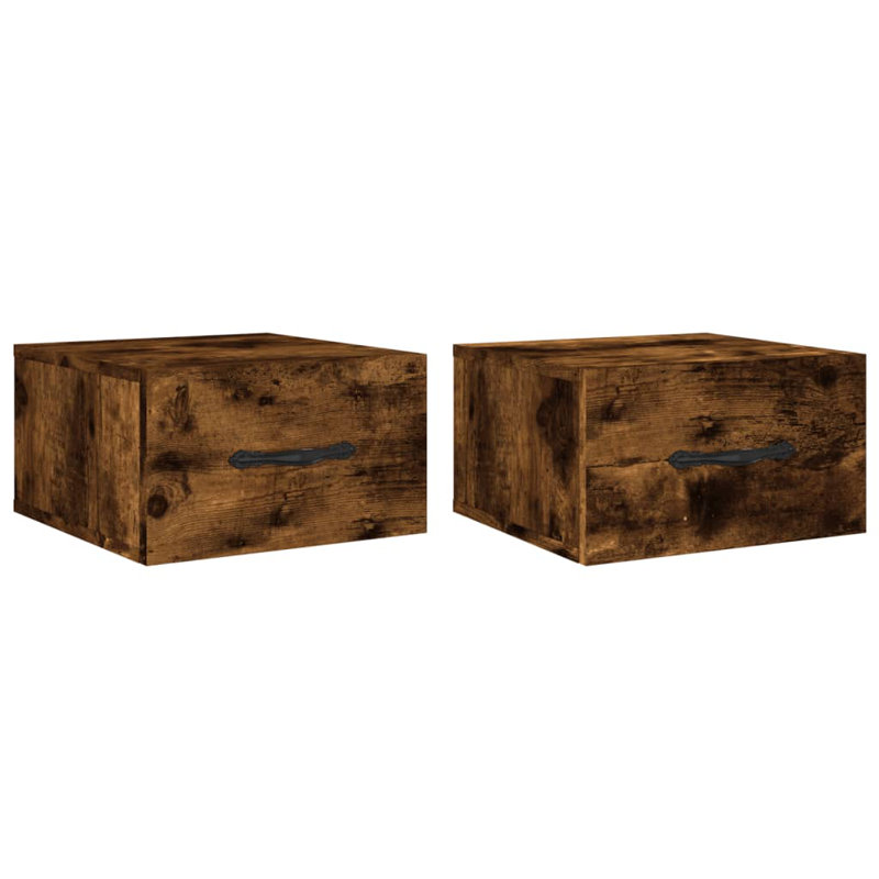 Courtnie 35cm W Manufactured Wood Bedside Table, Smoked Oak