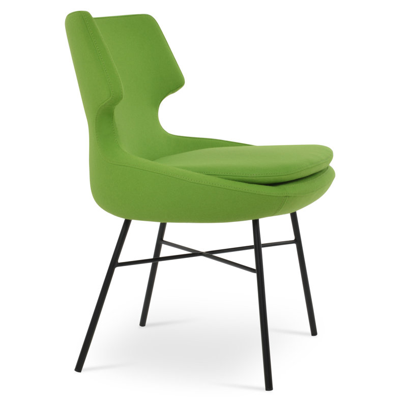 Patara Cross Side Chair, Leatherette Green