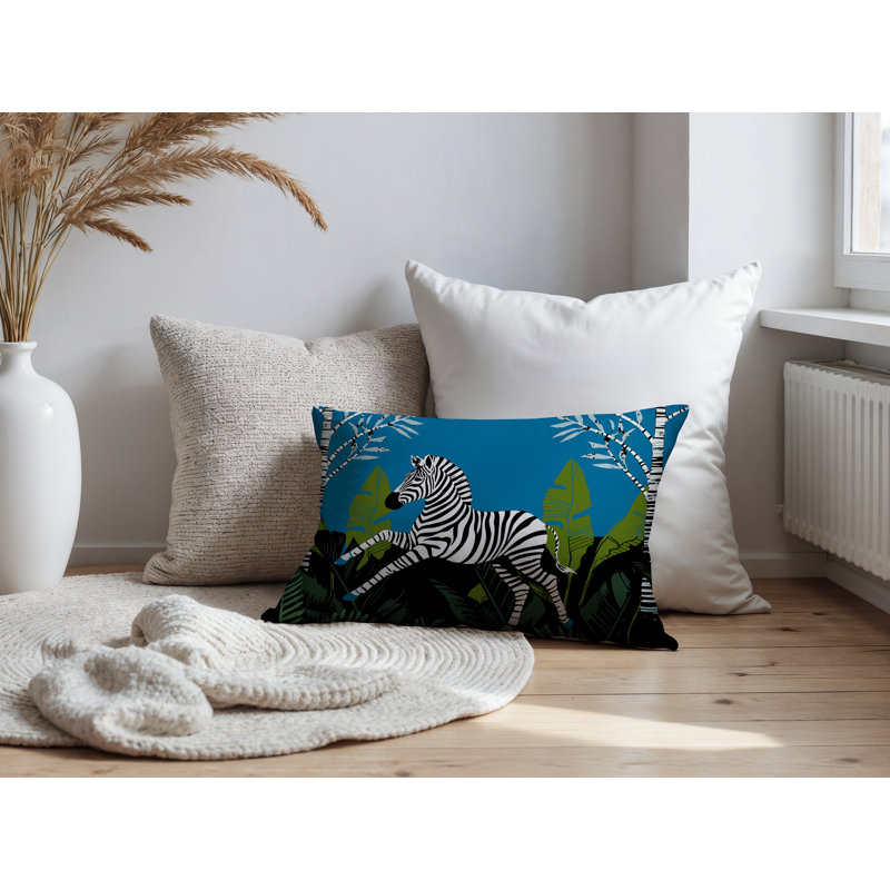 Oreiller rectangulaire intérieur / extérieur Asty, Turquoise, Rectangulaire H 18 po x l 25 po