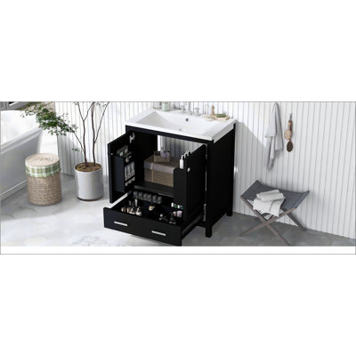 30" Black Bathroom Vanity with Single Sink, Combo Cabinet Undermount Sink