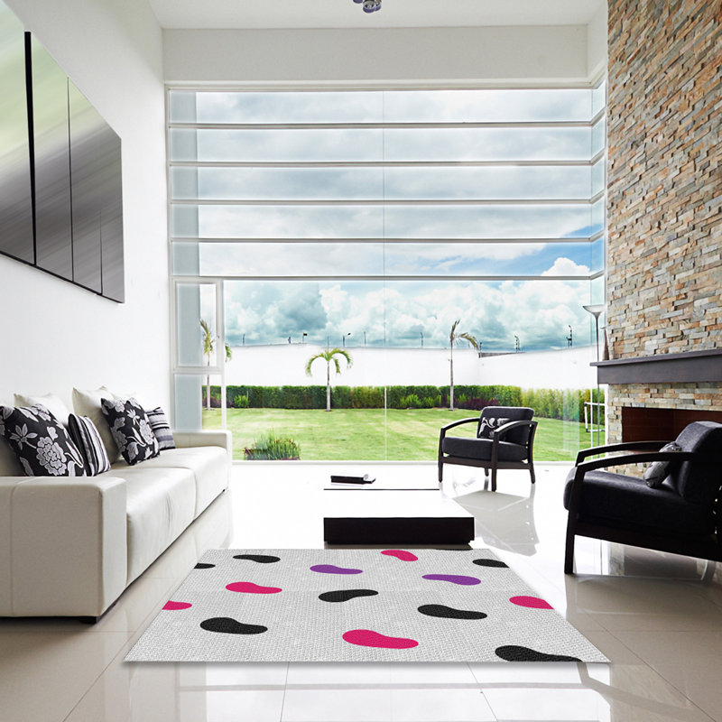 Tapis beige métier tissée à la machine, Carré 7 pi