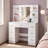 White Makeup Vanity With USB Charging, Power Outlet, Lighted Mirror, Vanity Desk With  3 Modes Adjustable Brightness Light for Bedroom