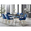 Enna White Glass Extending Dining Table And 4 Navy Pesaro Black Leg Chairs-417884692-417884683