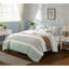Cotton Percale Quilt Set With Decorative Pillows, Aqua, King