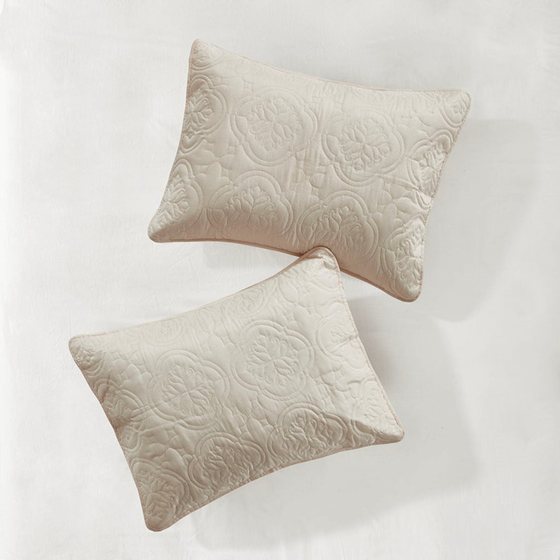 3 Piece Reversible Bedspread Set Cream Full/Queen, Queen Coverlet / Bedspread + 2 Standard Shams, Cream