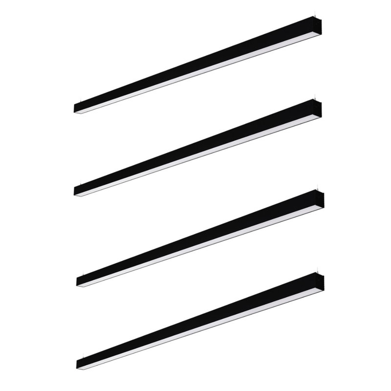 8FT 3CCT Dimmable Commercial Linear Light, 120V/277V, 80W, 9200lm, Anti-Glare, Linkable, Commercial and Warehouse Industrial, Black, Pack of 4