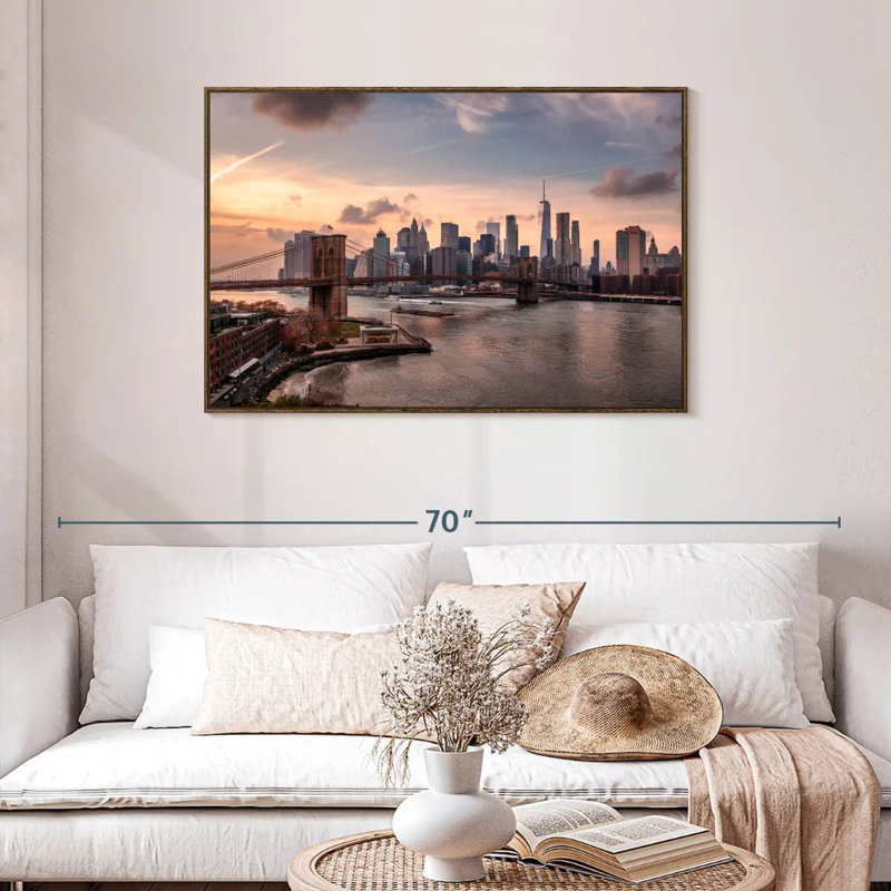 Brooklyn Dusk, Cadre flottant noyer, 43 po x 29 po