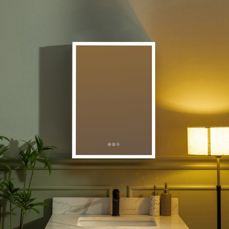 Armoire à pharmacie intelligente avec miroir anti-buée, éclairage DEL et conception compacte l 19,75 po x H 27,75 po