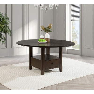 Table de salle à manger ronde avec tiroir Dark Cocoa