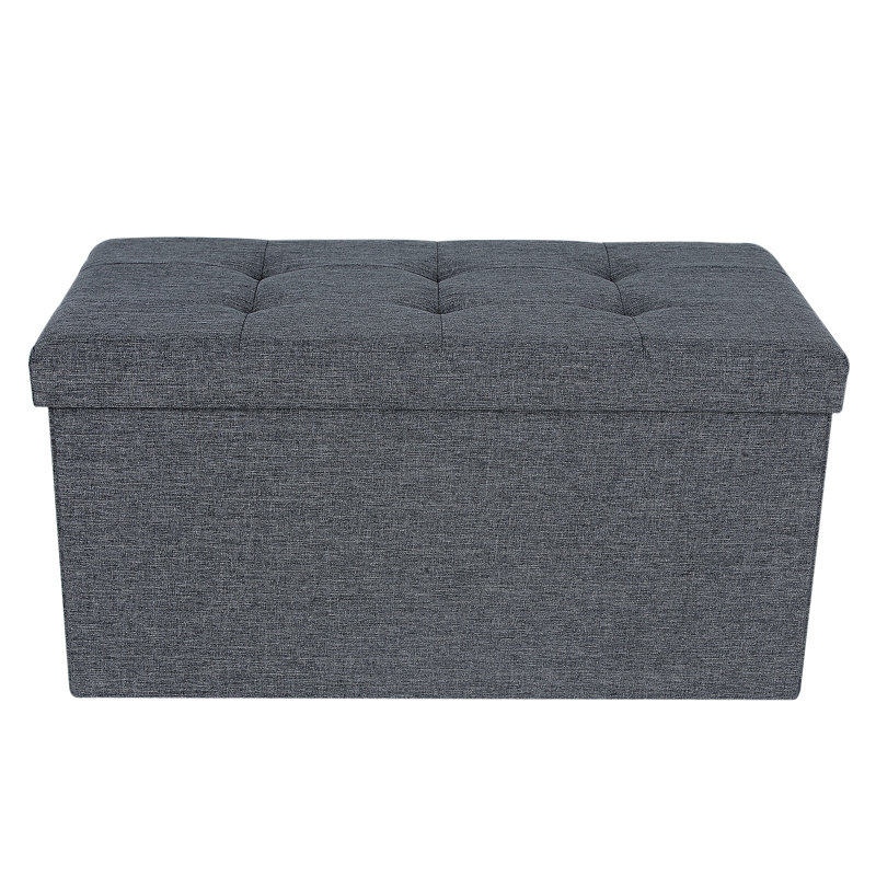 Bonnard 76cm Wide Tufted Rectangle Solid Colour Ottoman with Storage, Dark Grey