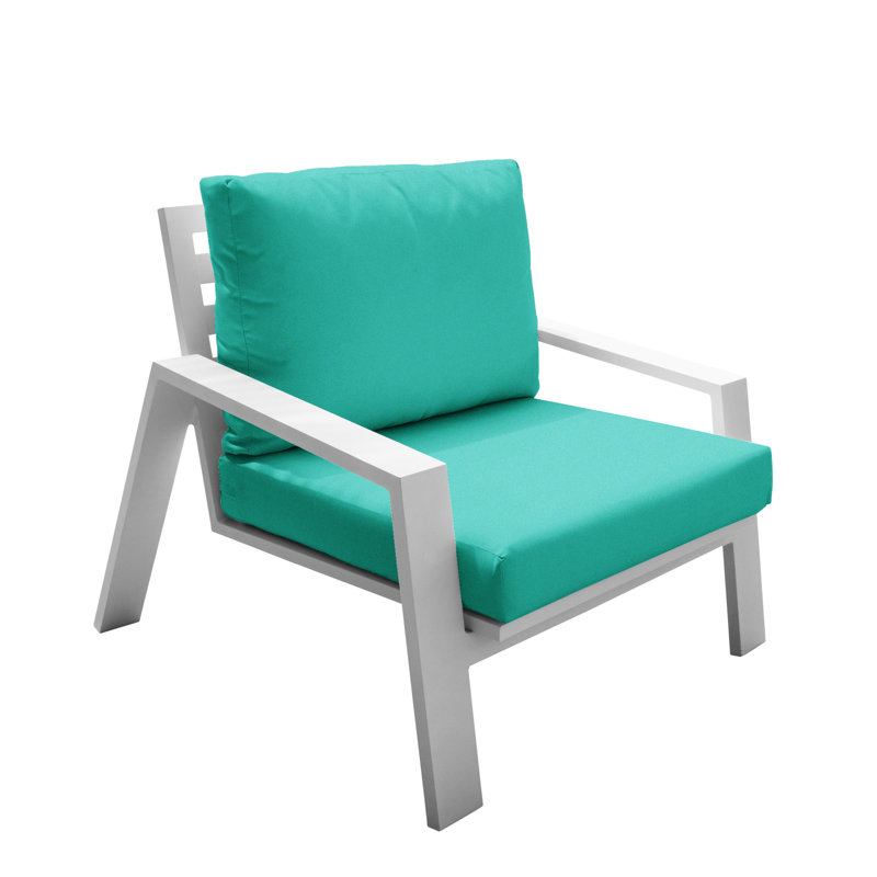 Mykonos Powder Coated Aluminum Outdoor Lounge Chair, Canvas Aruba Sunbrella® Canvas