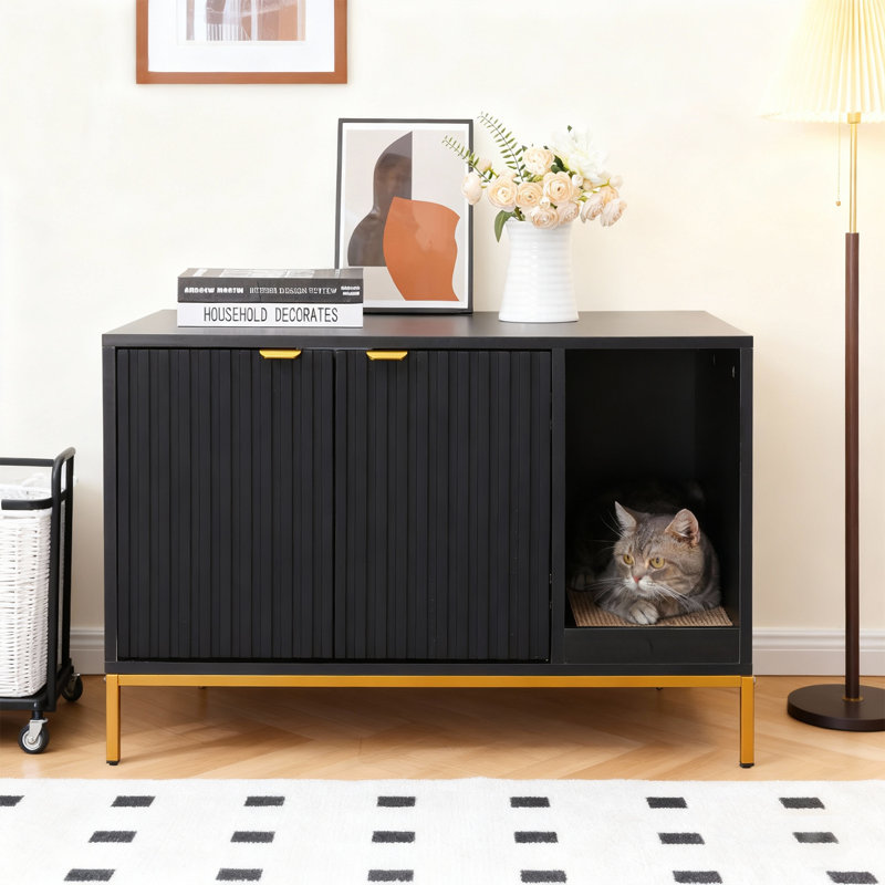 Litière pour chat avec lit à griffes Modern, Noir