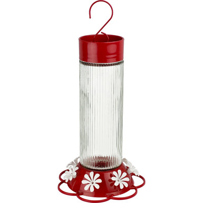 Nature's Way Nature’s Way Ribbed Rose Glass Gravity Hummingbird Feeder 28 oz, Red