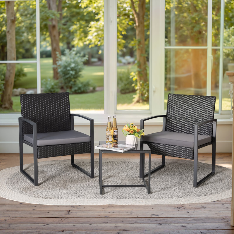Moncure 2 - Person Patio Conversation Set with Cushions, Gray