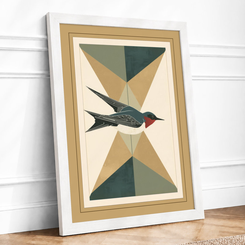 Cardinal In Geometry Japandi - Print, A1 - 84.1 x 59.4 cm, White